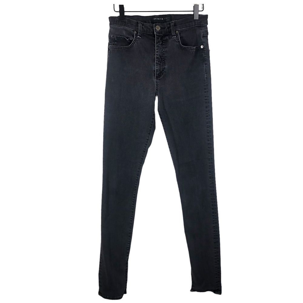 Veronica Beard Black Kate High Rise Skinny Jeans Split Hem Raven Wash Size 29/8